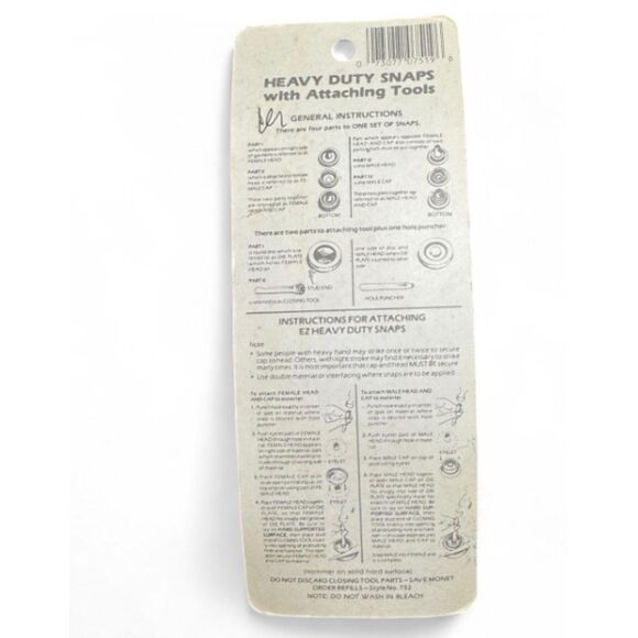 Vtg EZ Heavy Duty Snap Fasteners Set with Tools – 8 Sets White - Picture 4 of 4